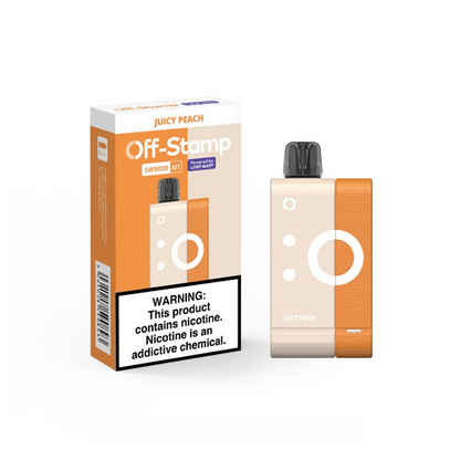 Off Stamp Disposable Kit 9000 Puffs 13mL 50mg (Disposable + Power Dock) | Juicy Peach with packaging