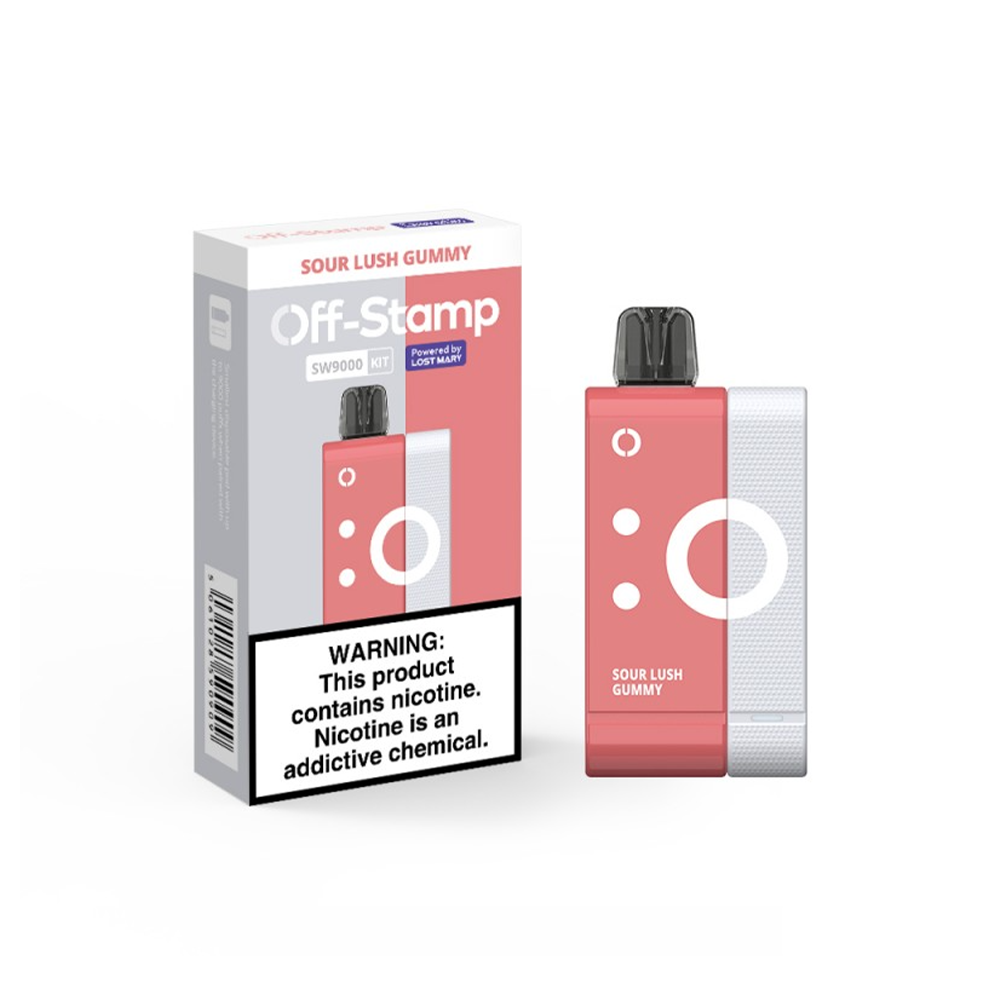 Off Stamp Disposable Kit 9000 Puffs 13mL 50mg (Disposable + Power Dock) | Sour Lush Gummy with packaging