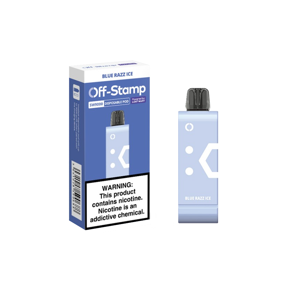 Off Stamp Pod Disposable 9000 Puffs 13mL 50mg (Pod Disposable Only) | Blue Razz Ice with packaging