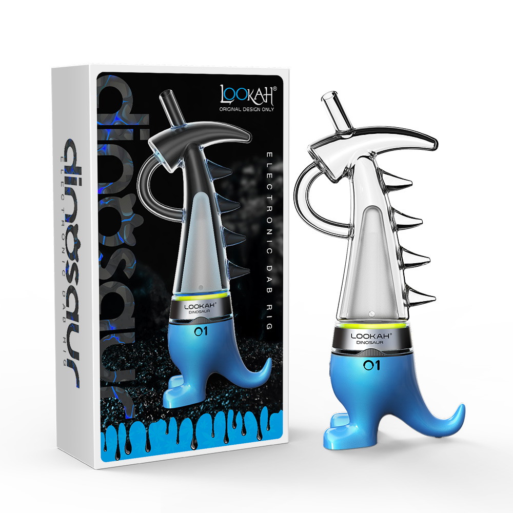 Lookah Dinosaur E-Dab Rig Blue with packaging