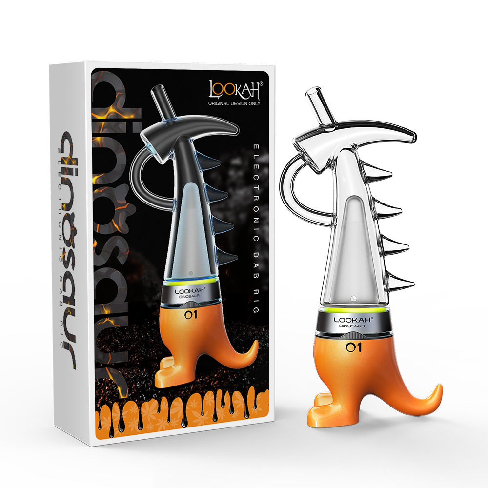 Lookah Dinosaur E-Dab Rig Orange with packaging