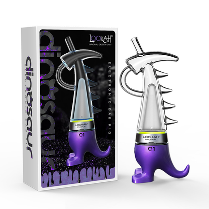 Lookah Dinosaur E-Dab Rig Purple with packaging