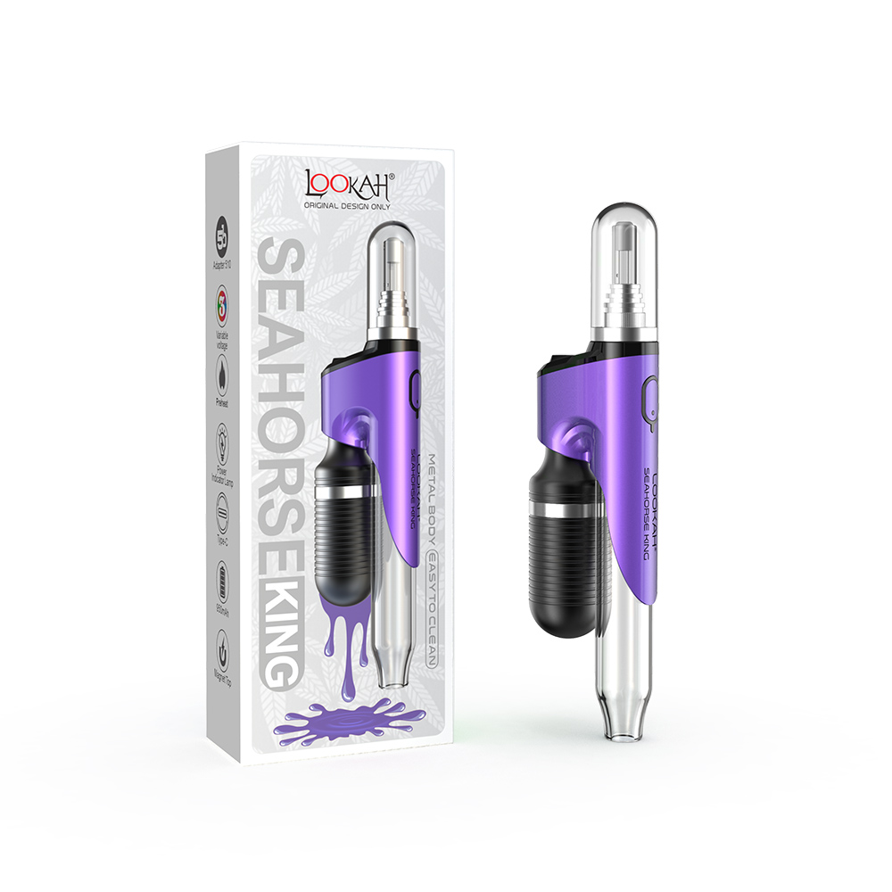 Lookah Seahorse King E-Dab Pen Purple with packaging