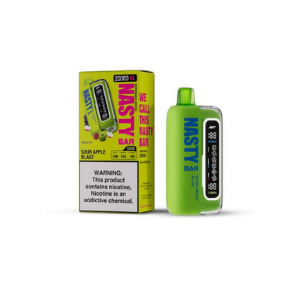 Nasty Bar XL Disposable 20,000 Puffs 17mL 50mg  Sour  Apple Blast with packaging