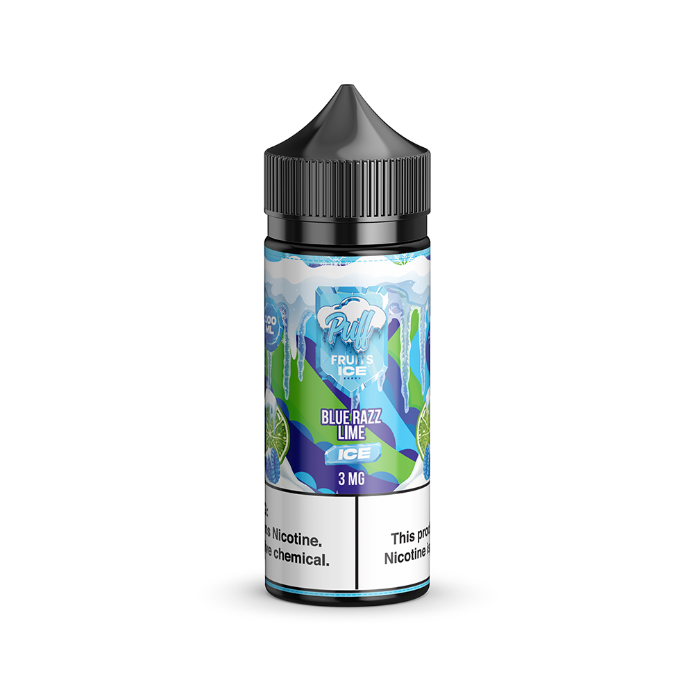 Blue Razz Lime Ice by Puff Fruits & Fruit ICE Series E-Liquid 100mL (Freebase) 