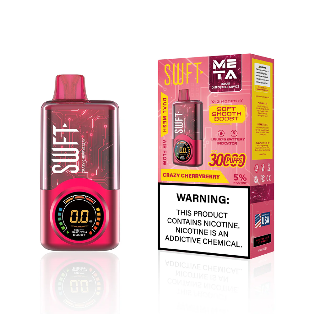 SWFT Meta Disposable 30000 Puffs 24mL 50mg - crazy cherryberry with packaging