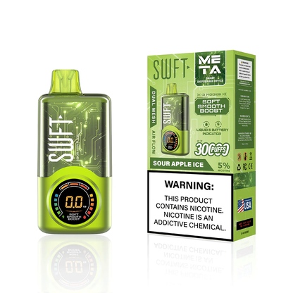 SWFT Meta Disposable 30000 Puffs 24mL 50mg - sour apple ice with packaging