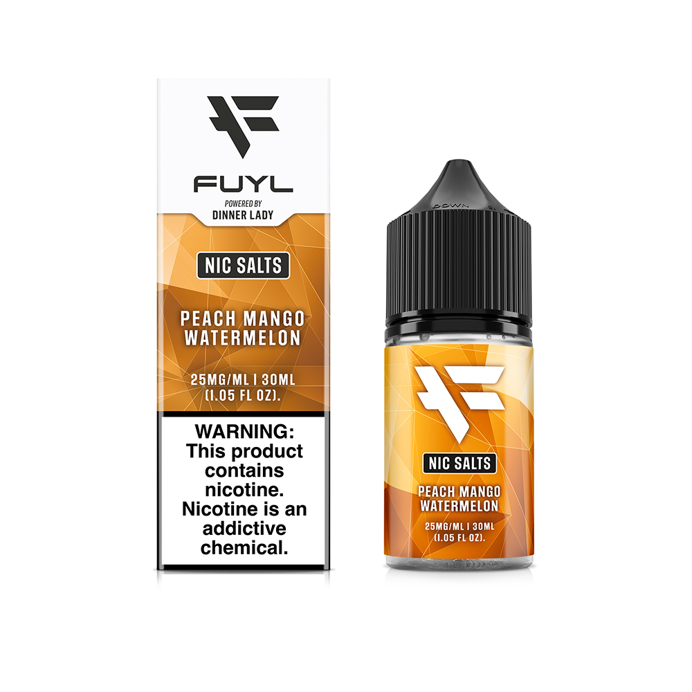 Peach Mango Watermelon by Fuyl Series E-Liquid 30mL (Salt Nic) with packaging