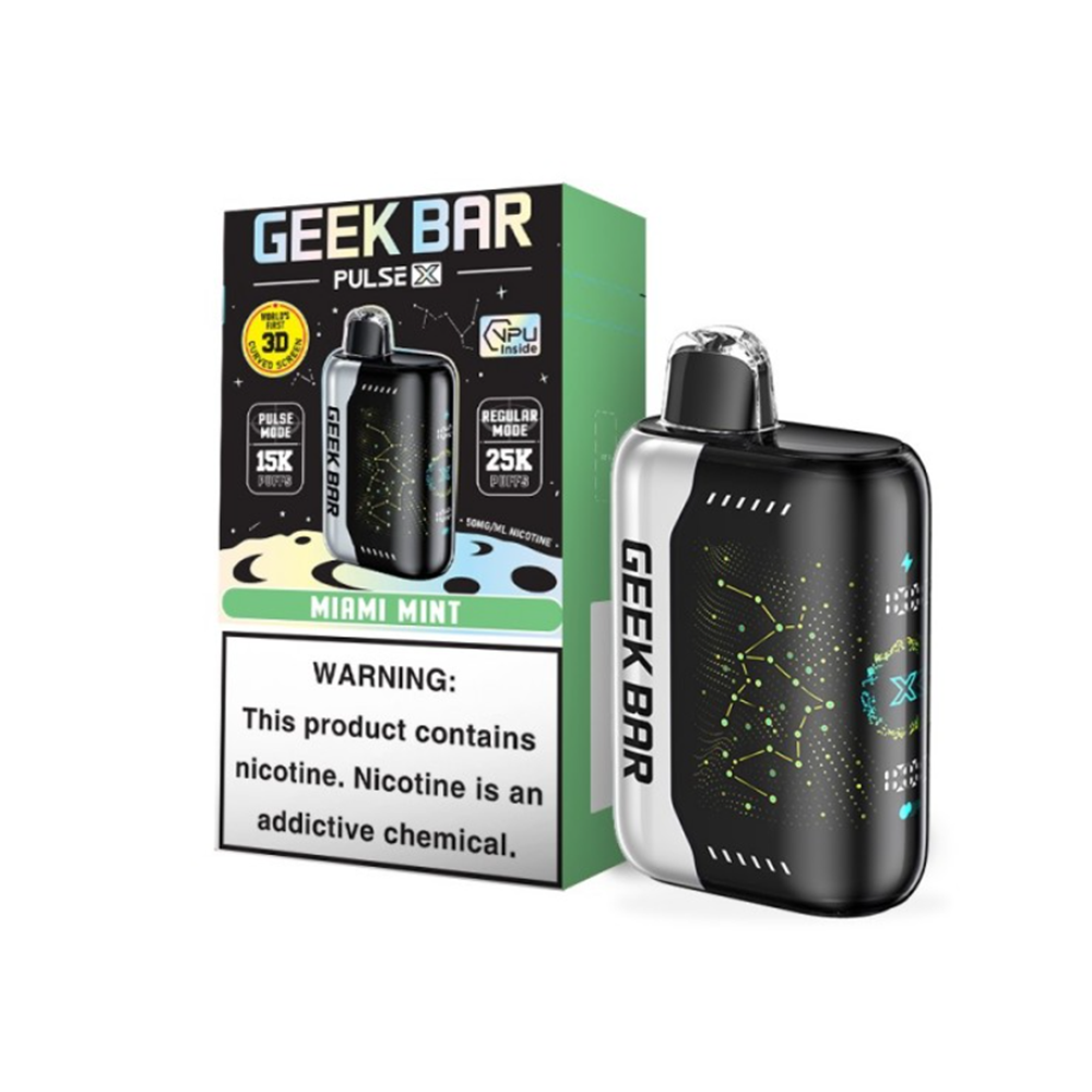 Geek Bar Pulse X ZERO Disposable 25000 Puff 18mL - Miami Mint with packaging