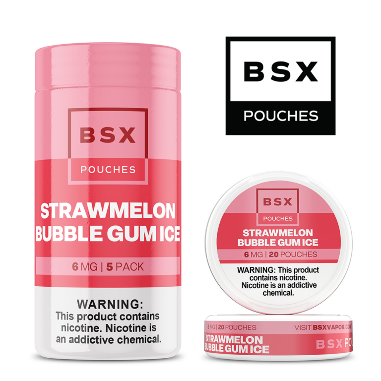 Basix Nicotine Pouches (20ct Can)(5-Can Pack) strawmelon bubble gum ice