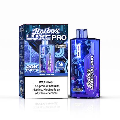 Puff Labs Hotbox Luxe Pro Disposable 20000 Puffs 22mL 50mg blue dream with packaging