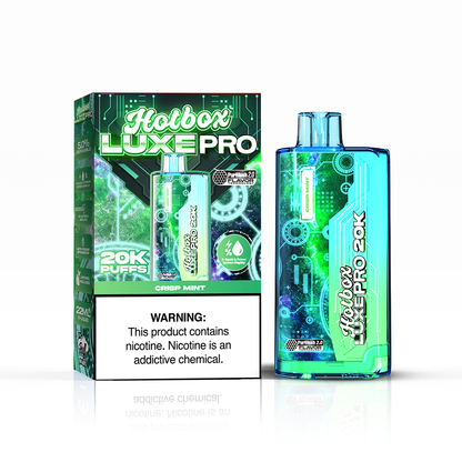 Puff Labs Hotbox Luxe Pro Disposable 20000 Puffs 22mL 50mg Crisp Mint with packaging