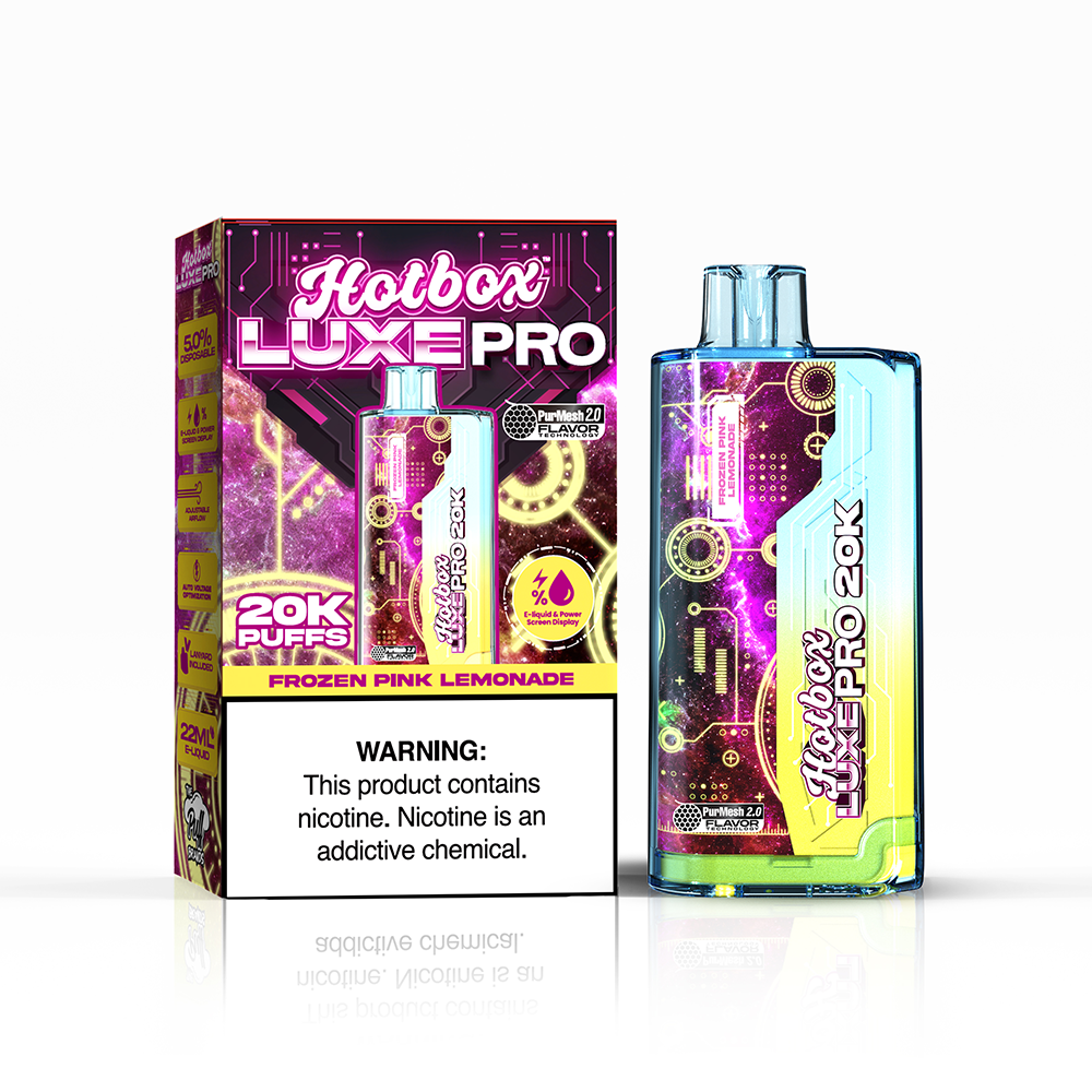 Puff Labs Hotbox Luxe Pro Disposable 20000 Puffs 22mL 50mg Frozen Pink Lemonade with packaging