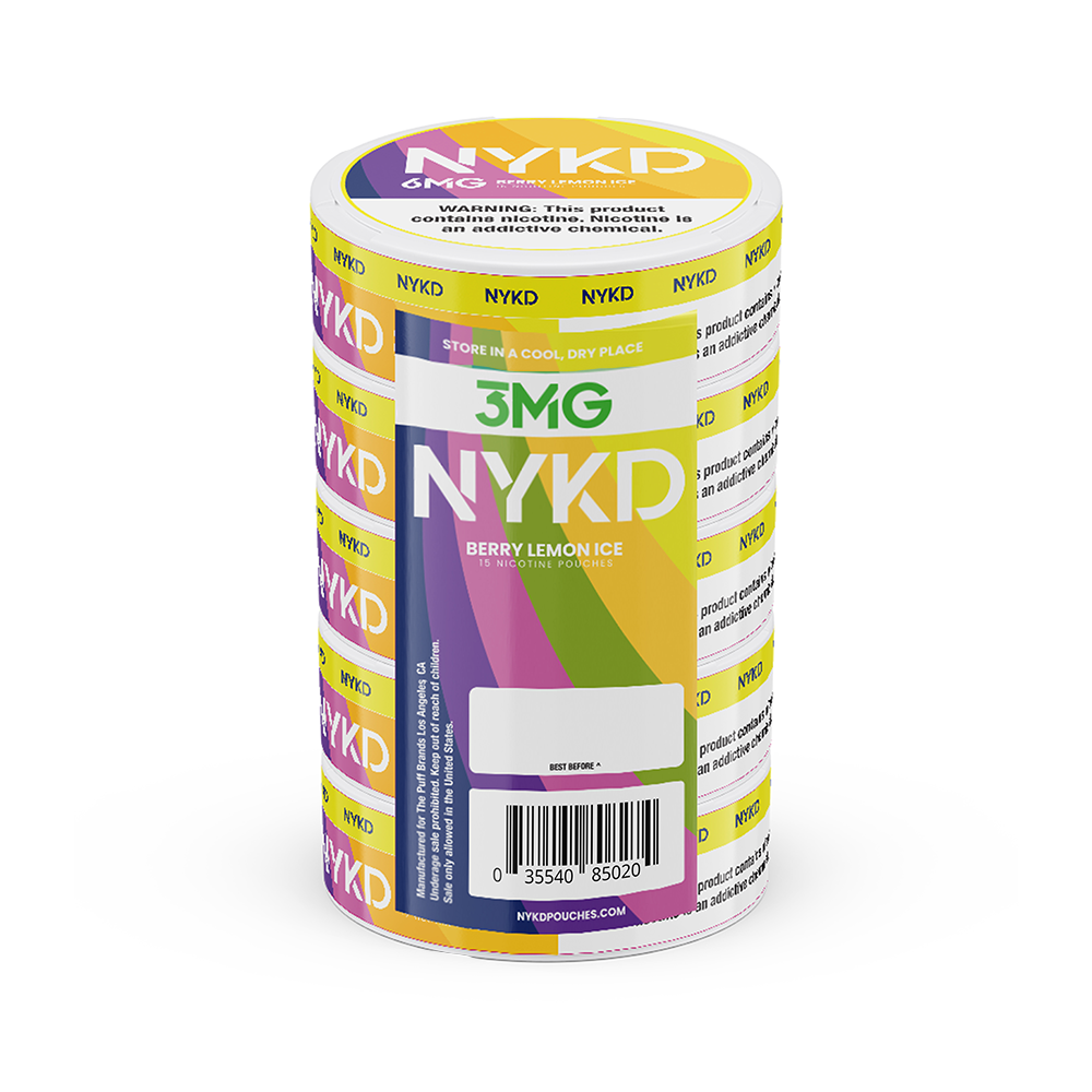 NYKD Nicotine Pouches (20ct Can)(5-Can Pack) - berry lemon ice