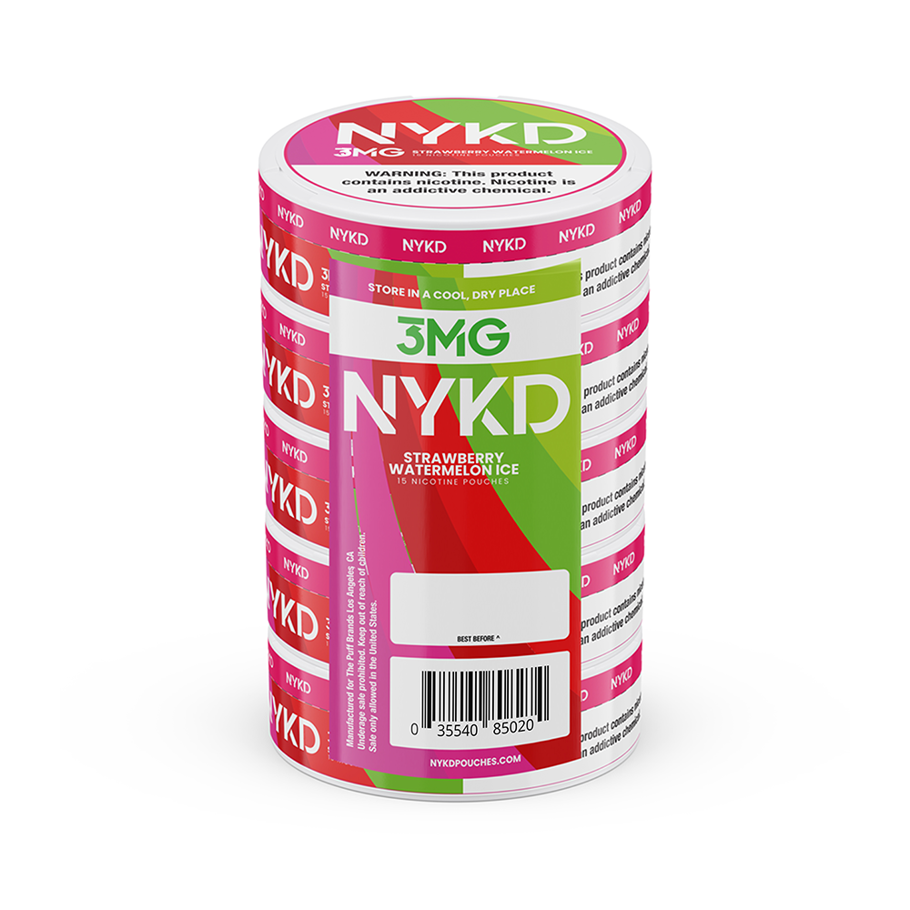 NYKD Nicotine Pouches (20ct Can)(5-Can Pack) - strawberry watermelon ice