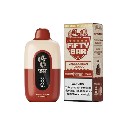 Fifty Bar 20K Hidden Hills Disposable 20000 Puffs 16mL 50mg - vanilla bean tobacco with packaging