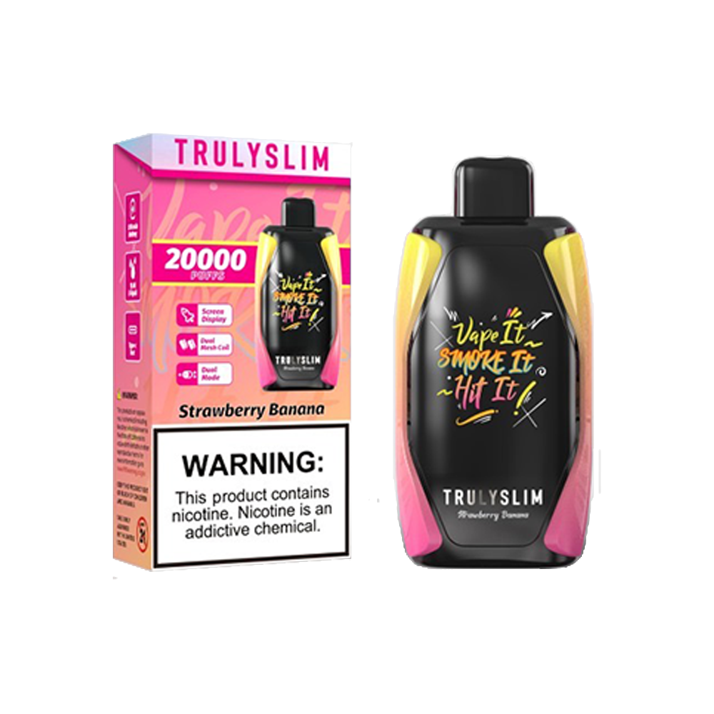 Truly Bar Trulyslim 20K Disposable 20000 Puffs 18mL 50mg | 
 strawberry banana with packaging