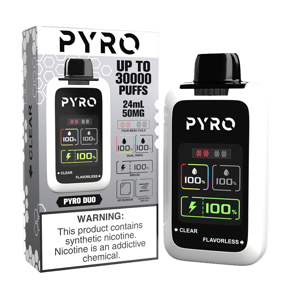 Pyro Duo Disposable 30000 Puffs 24mL 50mg - clear / flavorless with packaging