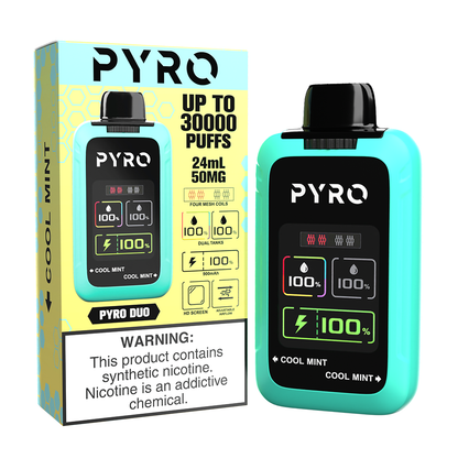 Pyro Duo Disposable 30000 Puffs 24mL 50mg - cool mint with packaging