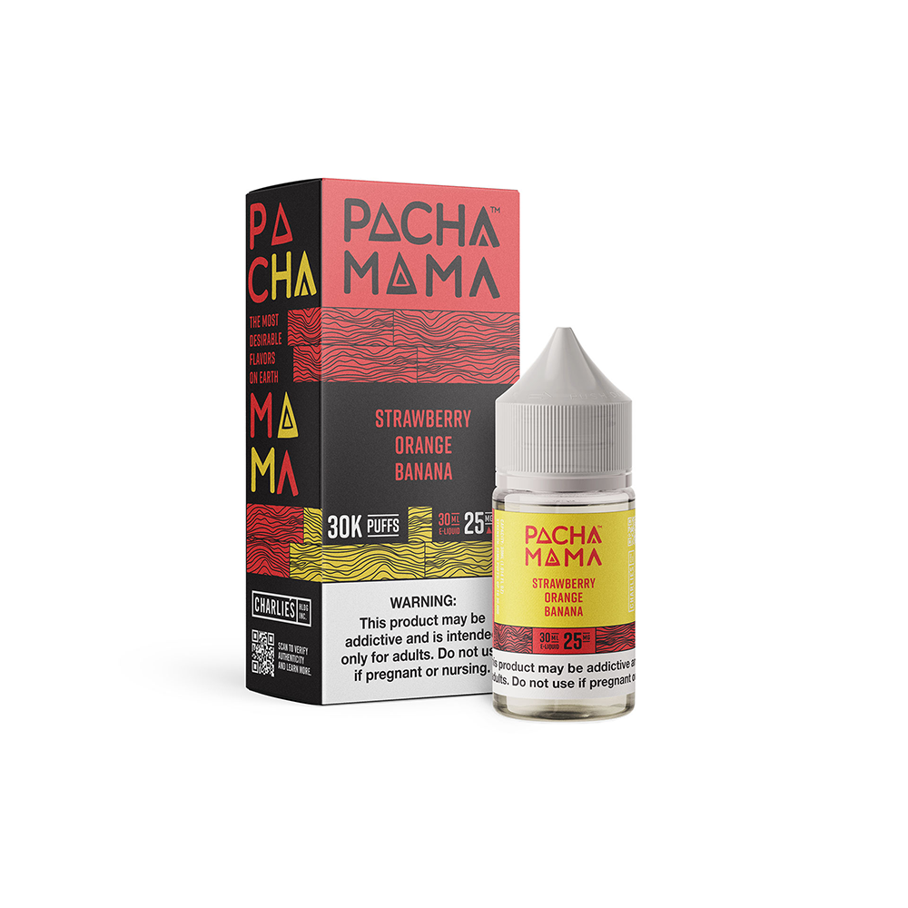 Strawberry Orange Banana by Pachamama PLUS Metatine Salt Series E-Liquid 30mL (Salt Nic) with packaging