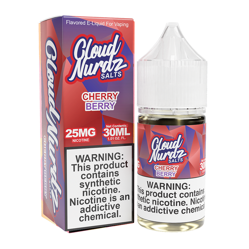 Cherry Berry by Cloud Nurdz Salt Series E-Liquid 30mL (Salt Nic) with packaging