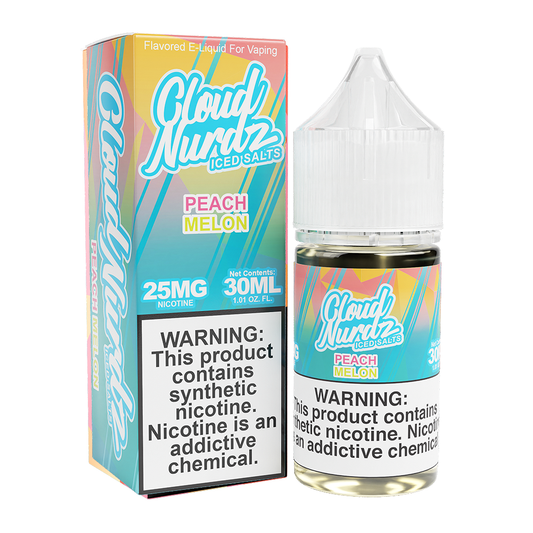 Peach Melon Ice by Cloud Nurdz Salt Series E-Liquid 30mL (Salt Nic) with packaging