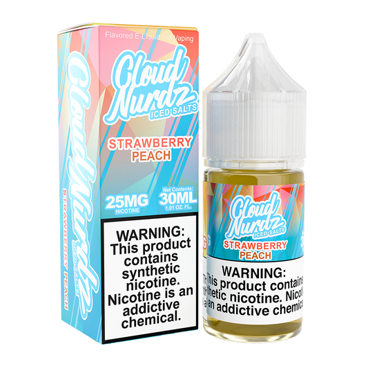 Strawberry Peach Ice by Cloud Nurdz Salt Series E-Liquid 30mL (Salt Nic) wth packaging