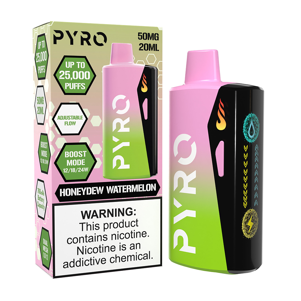 Pyro Boost Disposable 25000 Puffs 20mL 50mg | HONEYDEW WATERMELON WITH PACKAGING