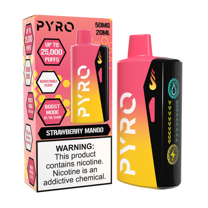 Pyro Boost Disposable 25000 Puffs 20mL 50mg | STRAWBERRY MANGO WITH PACKAGING