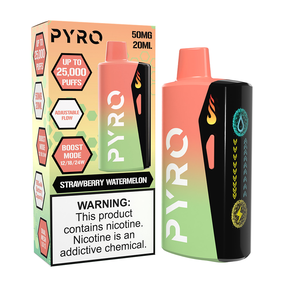 Pyro Boost Disposable 25000 Puffs 20mL 50mg | STRAWBERRY WATEREMELON WITH PACKAGING