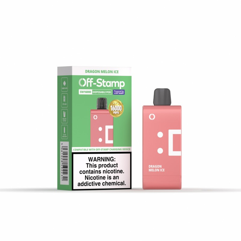 Off Stamp SW16000 Disposable 16000 Puffs 17mL 50mg (Pod Disposable Only) | dragon melon ice with packaging