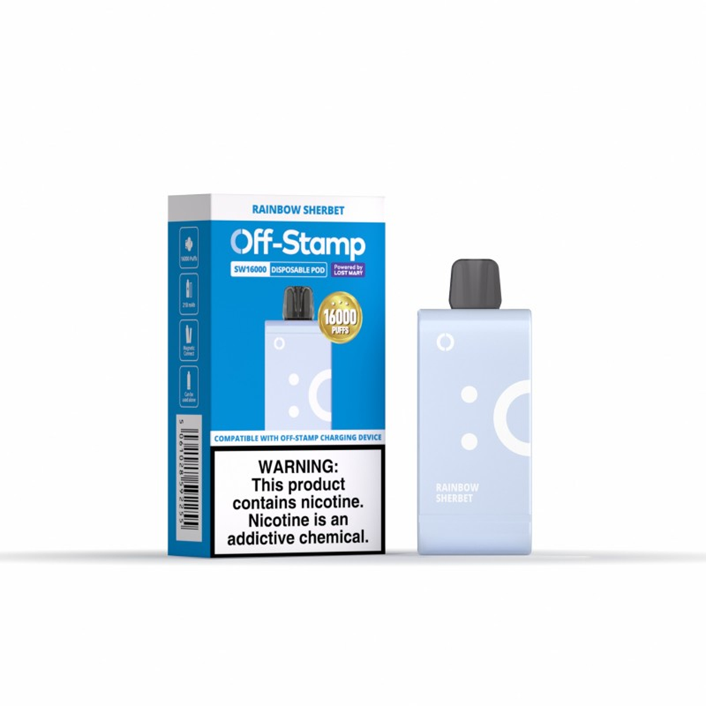 Off Stamp SW16000 Disposable 16000 Puffs 17mL 50mg (Pod Disposable Only) | rainbow sherbet with packaging