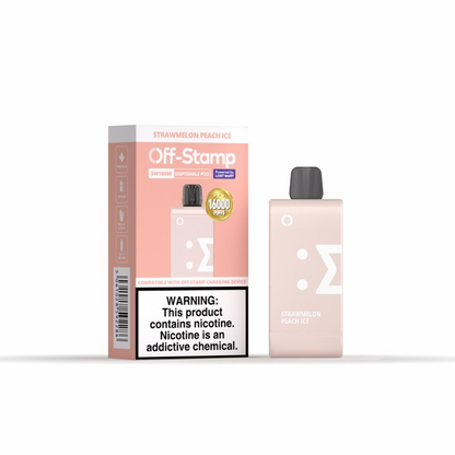 Off Stamp SW16000 Disposable 16000 Puffs 17mL 50mg (Pod Disposable Only) | strawmelon peach ice with packaging