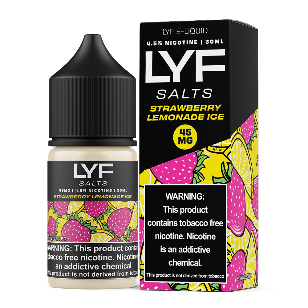 Strawberry Lemonade Ice by LYF Series E-Liquid 30mL (Salt Nic) with packaging