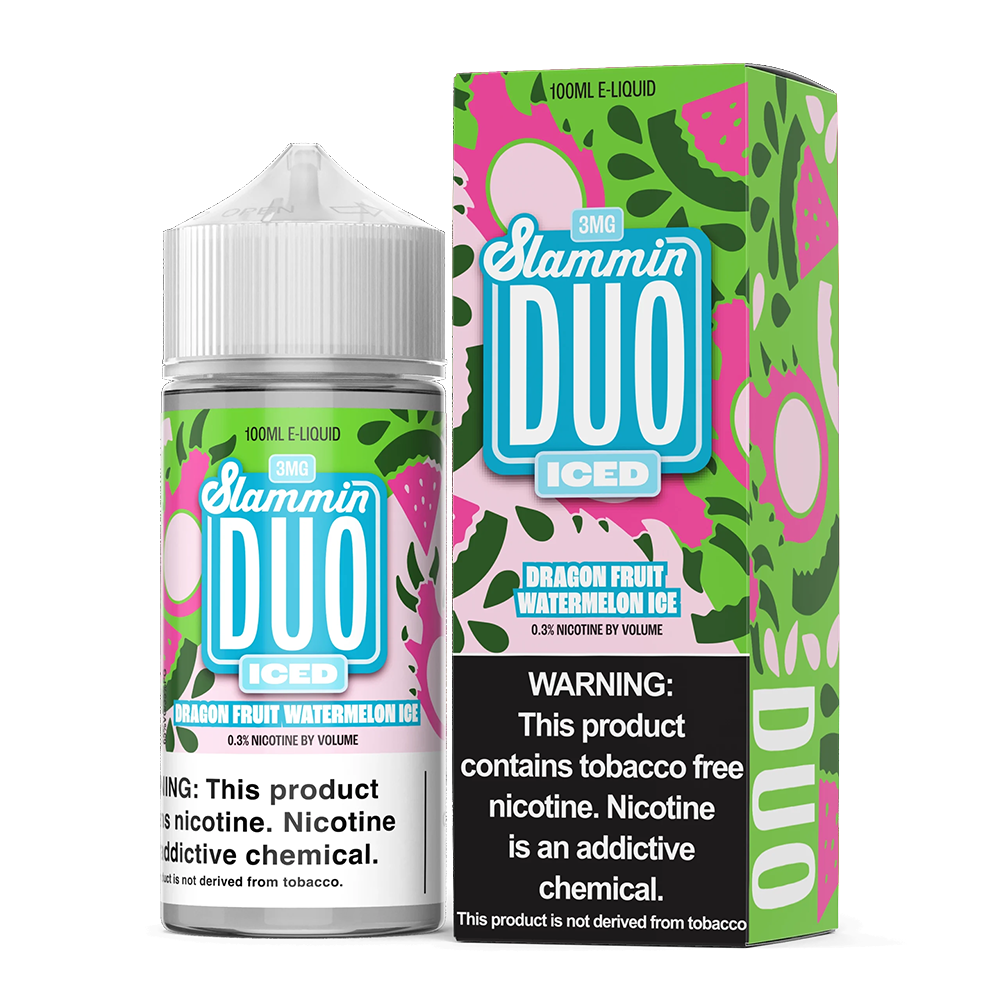 Dragonfruit Watermelon Ice by Slammin Duo Series E-Liquid 100mL (Freebase) with packaging