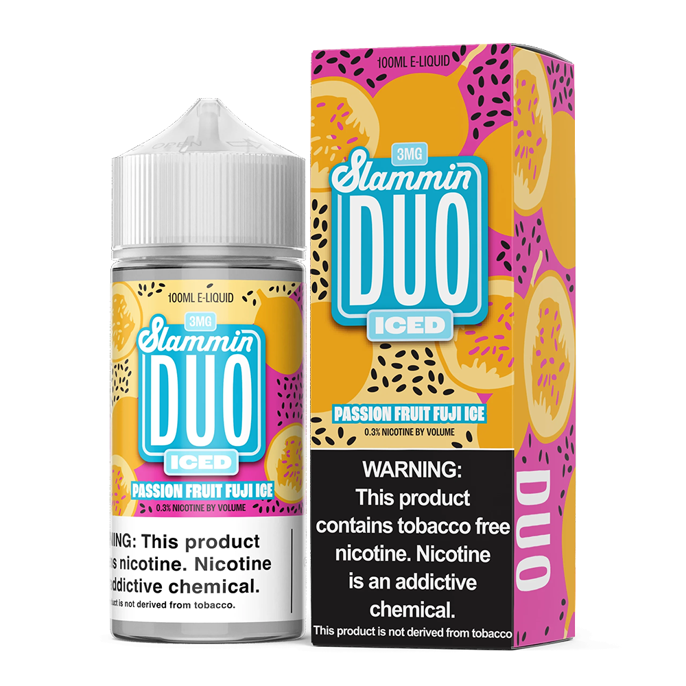 Passionfruit Fuji Ice by Slammin Duo Series E-Liquid 100mL (Freebase) with packaging