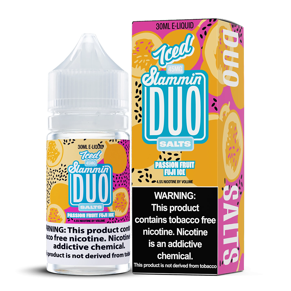 Passionfruit Fuji Ice by Slammin Duo Series E-Liquid 30mL (Salt Nic) with packaging