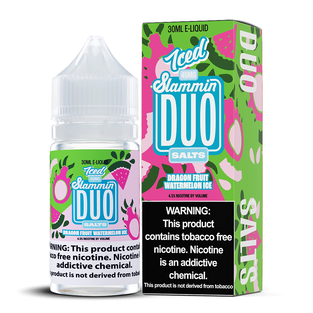 Dragonfruit Watermelon Ice by Slammin Duo Series E-Liquid 30mL (Salt Nic) with packaging