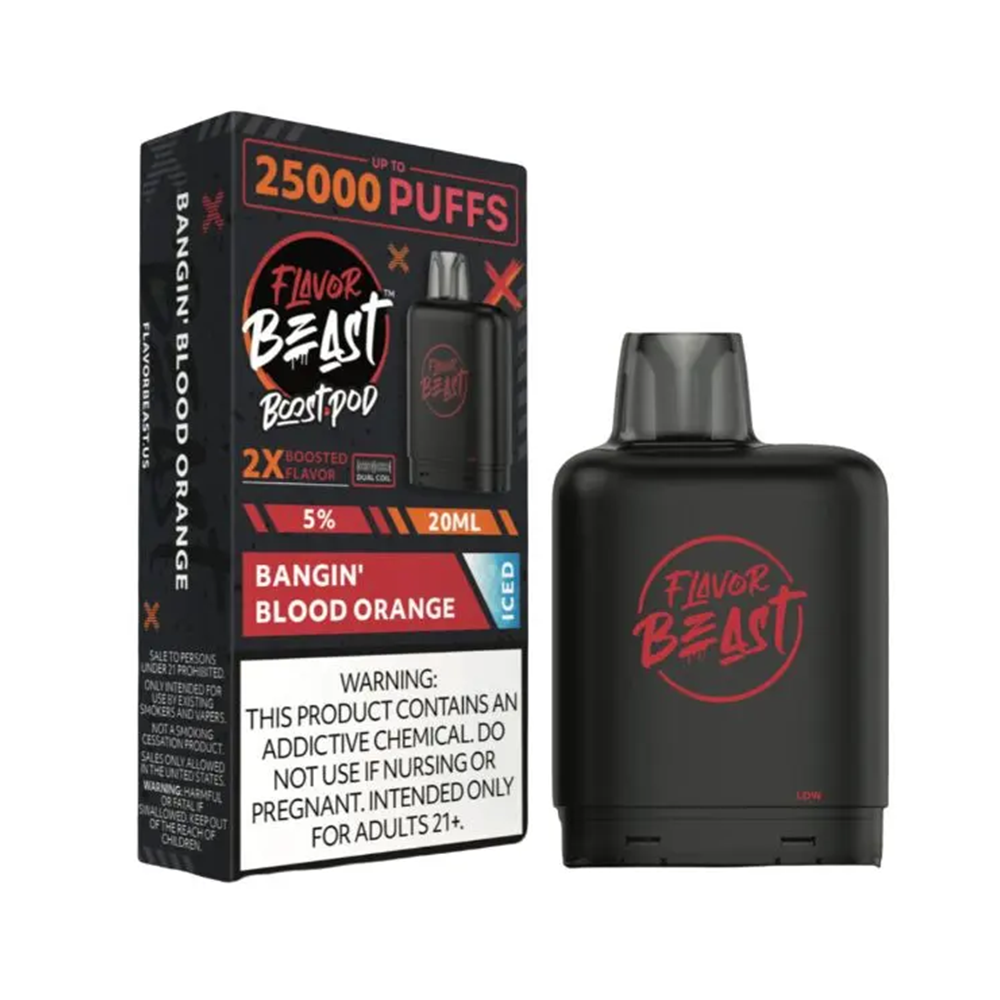 Flavor Beast Level X Boost Pods 1pc | 25000 Puffs 20mL 50mg| bangin blood orange with pacaging