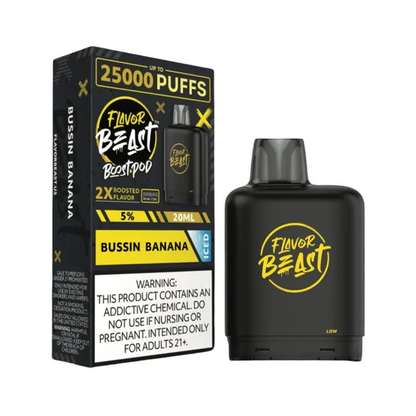 Flavor Beast Level X Boost Pods 1pc | 25000 Puffs 20mL 50mg | bussin banana with packaging