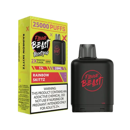 Flavor Beast Level X Boost Pods 1pc | 25000 Puffs 20mL 50mg |rainbow skittz with packaging