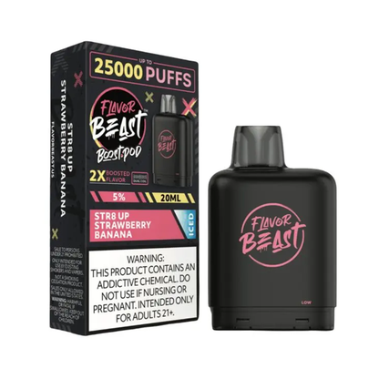 Flavor Beast Level X Boost Pods 1pc | 25000 Puffs 20mL 50mg | str8 strawberry banana with packaging