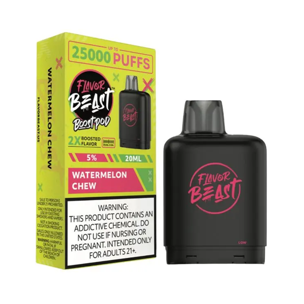 Flavor Beast Level X Boost Pods 1pc | 25000 Puffs 20mL 50mg | watermelon chew with packaging