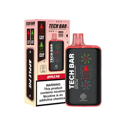 Tech Bar Disposable 25000 Puffs 25mL 50mg apple pie with packaging