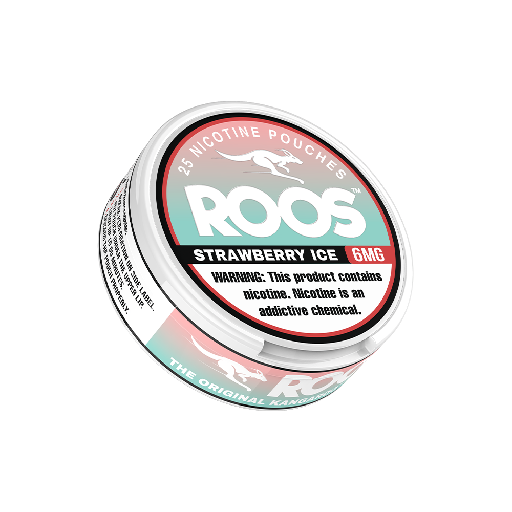 Roos Nicotine Pouches (25ct Can)(5-Can Pack)strawberry ice 6mg