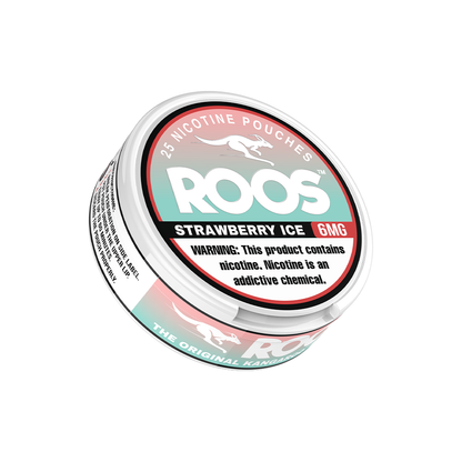 Roos Nicotine Pouches (25ct Can)(5-Can Pack)strawberry ice 6mg