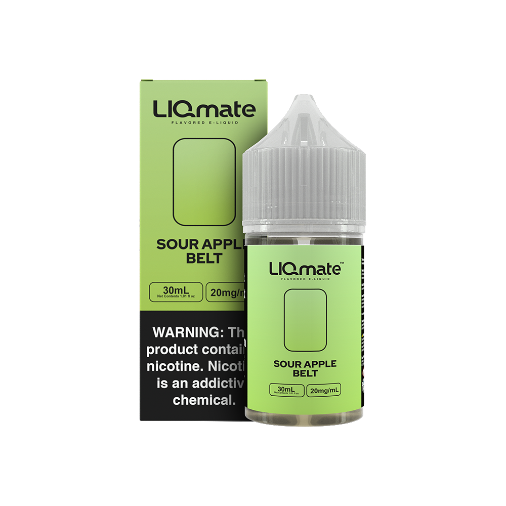 Sour Apple Belt by 7Daze Liqmate Salt Series E-Liquid 30mL (Salt Nic) with packaging