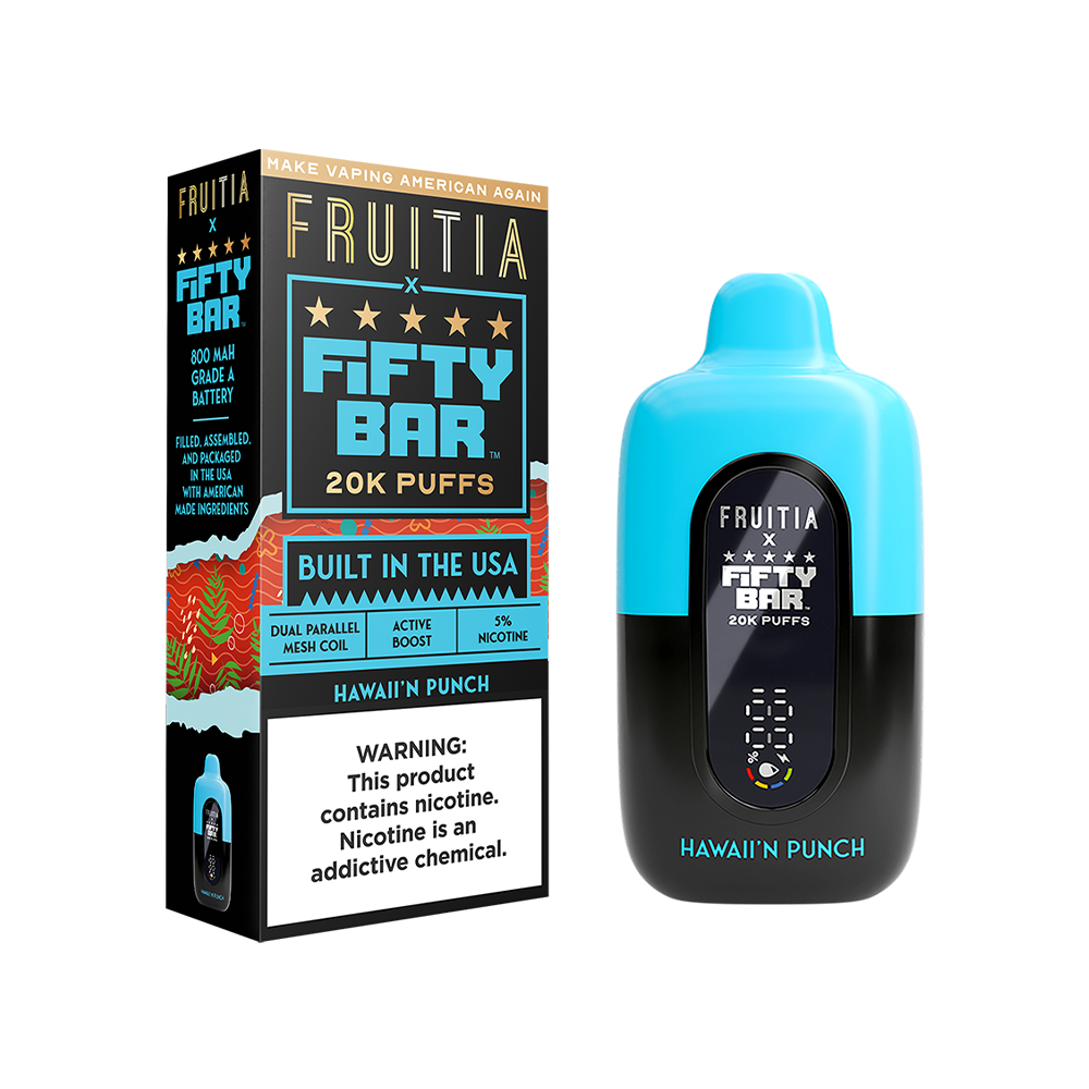 Fifty Bar Fruitia Disposable 20000 Puffs 16mL 50mg| Hawaiian Punch with packaging