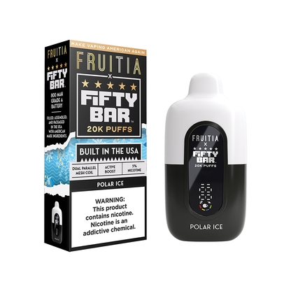 Fifty Bar Fruitia Disposable 20000 Puffs 16mL 50mg| polar ice with packaging