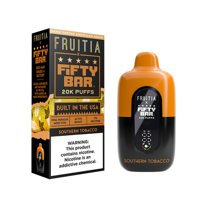 Fifty Bar Fruitia Disposable 20000 Puffs 16mL 50mg| southern tobacco with packaging